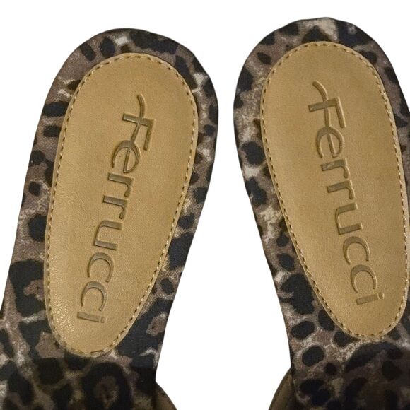 Ferrucci Leopard Embroidered Sandal US 7B Leather Suede Hand Made Maximalist - Picture 10 of 12